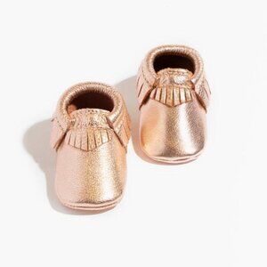 Freshly Picked Leather Moccasins rose gold size 9